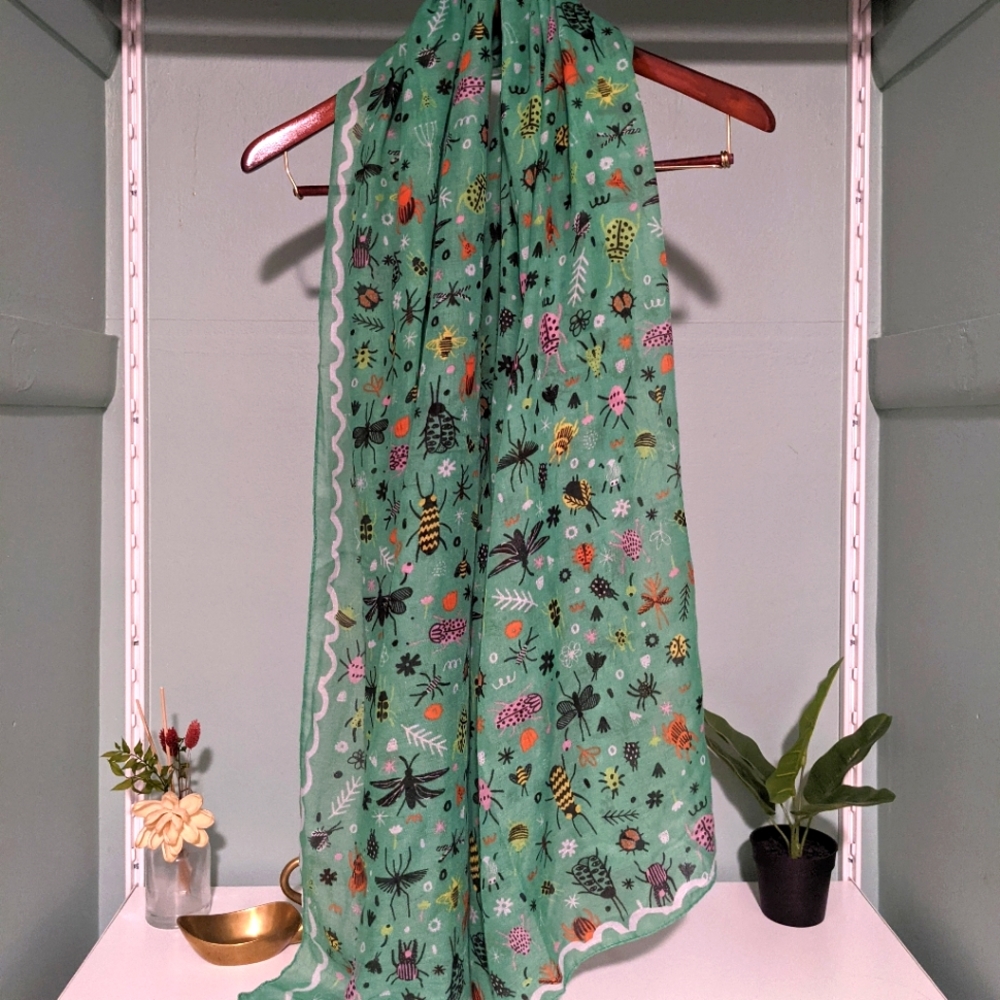 Whimsical bug pattern scarf